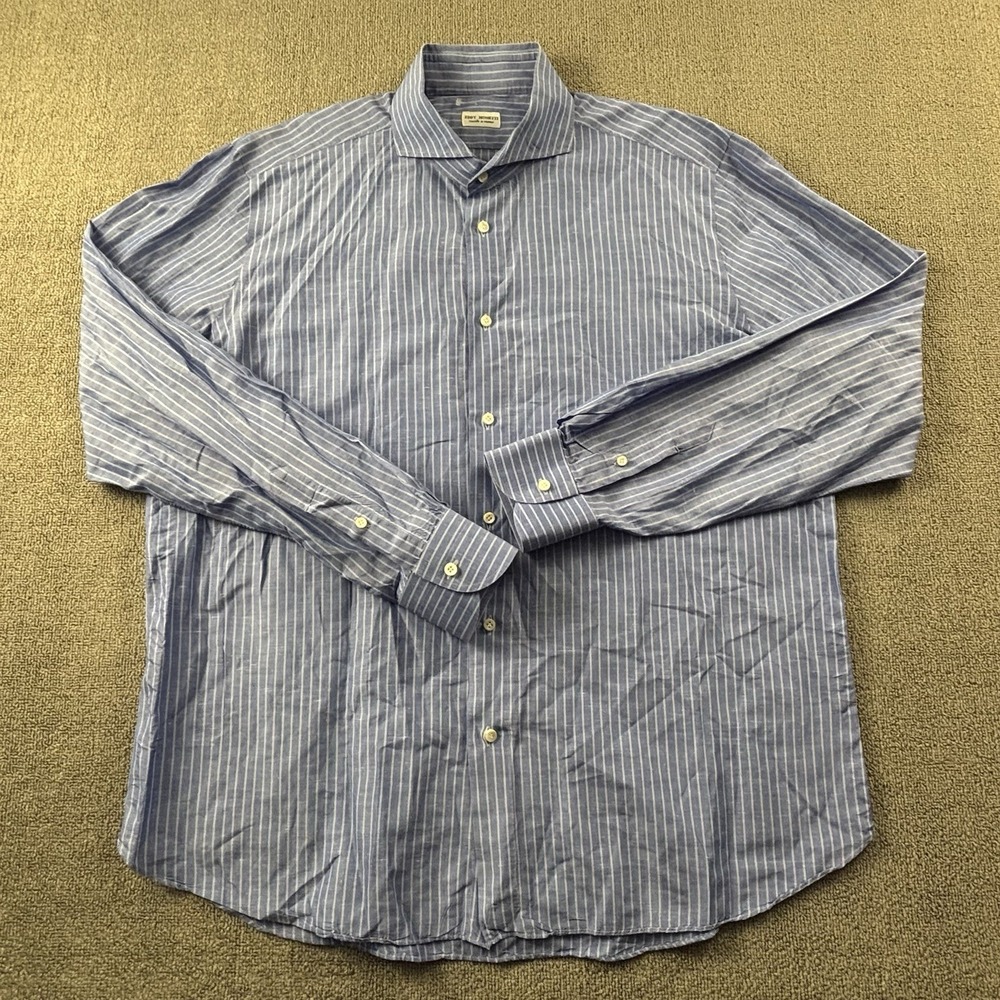 Eddy Monetti Shirt Adult 2XL XXL Striped Button Up Long Sleeve Luxury Casual Men